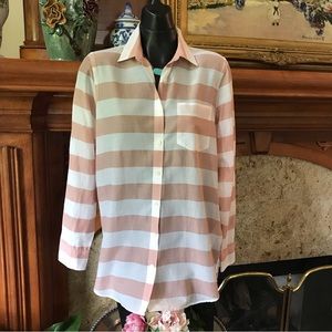 Banana Republic Blush Stripe Soft Wash Cotton Shirt M